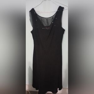 Evan Picone Black Midi Dress with Sheer Details